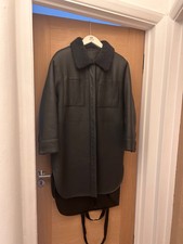 Bnwt Massimo Dutti Grey Leather Sheepskin Reversible Coat Size S