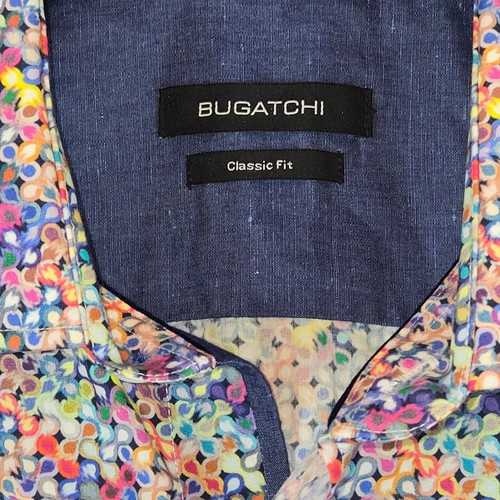 BUGATCHI MULTICOLOR GEOMETRIC CLASSIC FIT BUTTON UP MEN'S SHIRT SZ XL FLIP CUFF - Picture 4 of 8