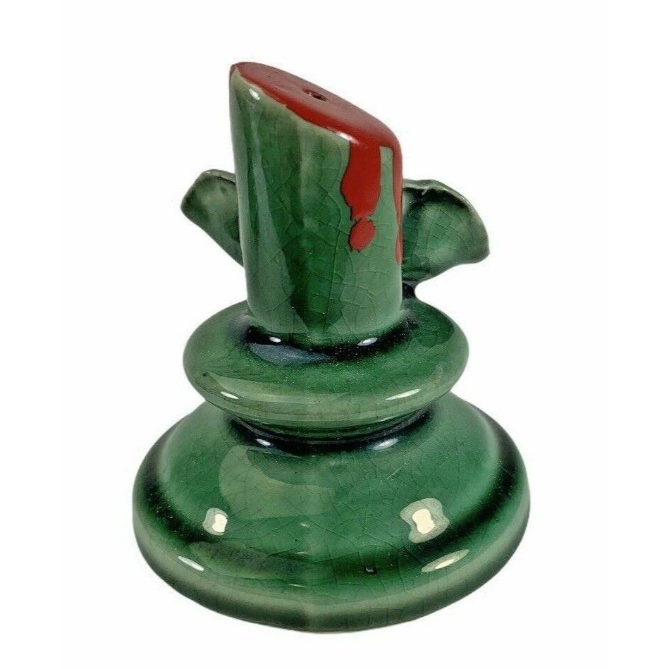 Vintage Green Red Christmas Candle Holders Holiday Holly Salt and