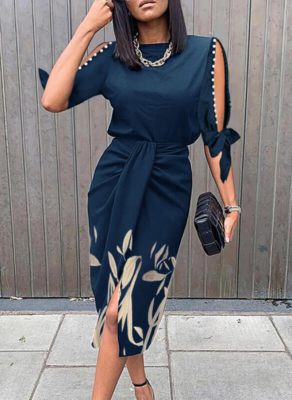 Women's High Waist Casual Hollow Out Printed Sleeve Medium Length Dress | eBay Women's High Waist Casual Hollow Out Printed Sleeve Medium Length Dress | eBay