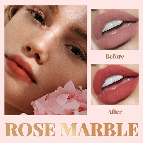 Marble Matte Lipstick - Velvet Finish, Highly Pigmented, Non-Drying Waterproof - Picture 3 of 17