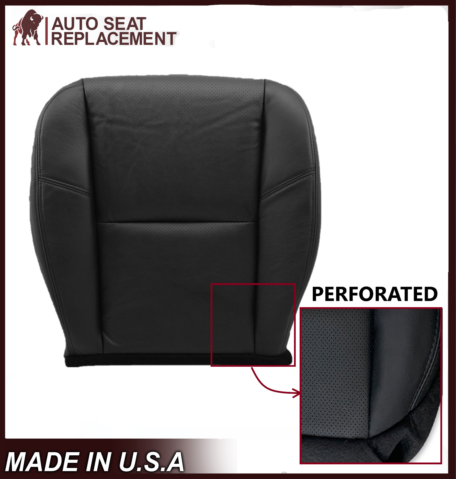 2011 2012 Chevy Tahoe LTZ Driver Bottom Replacement Leather Seat Cover In Black