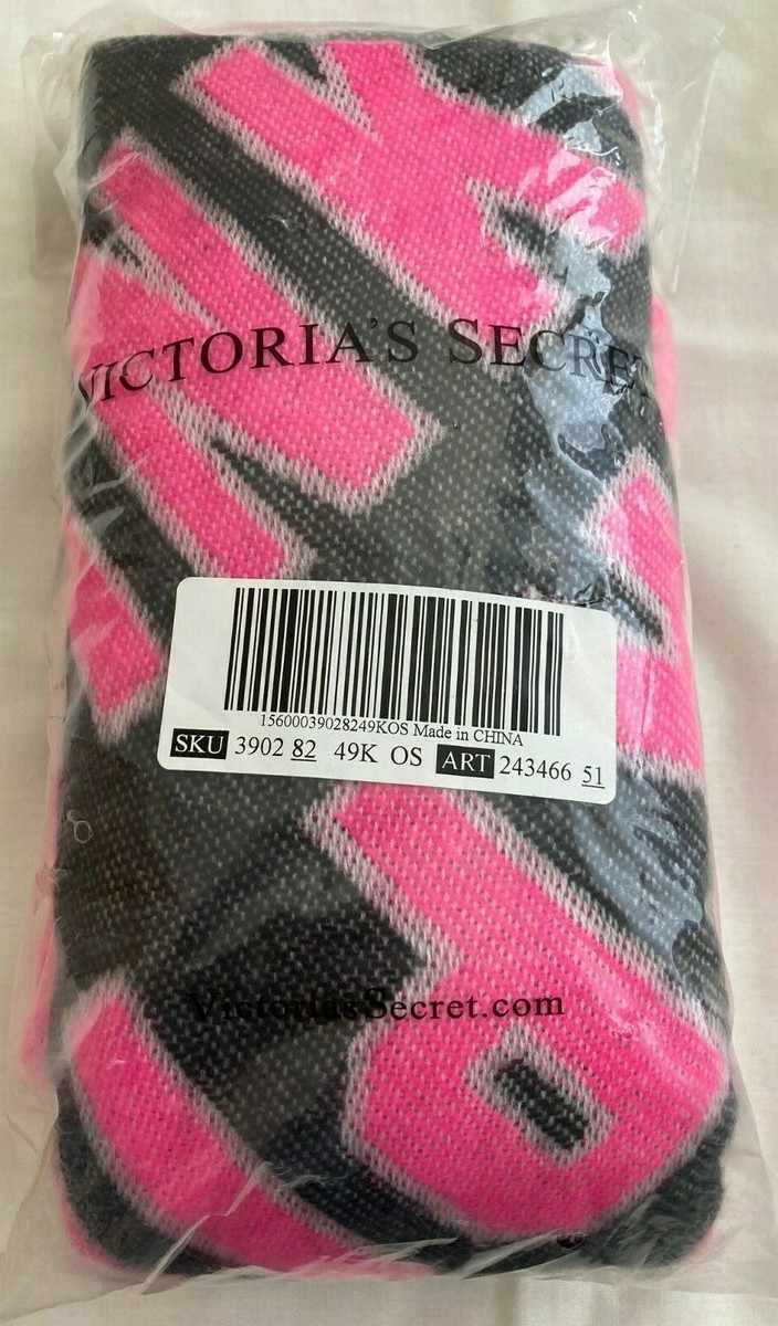 Victoria's Secret VS Pink Blanket Fringe Scarf Pink Logo NEW