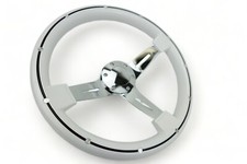 14 White 3 Spoke Steering Wheel W Chrome Spokes White Grip 6 Hole Slotted 14 White 3 Spoke Steering Wheel W Chrome Spokes White Grip 6 Hole Slotted