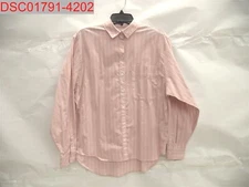 A New Day Women's Mauve Striped Button-Down Boyfriend Shirt S 195994172557