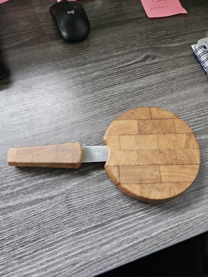 Vintage Dansk Teak Wood Cheese Cutting Board W/ Built In Knife