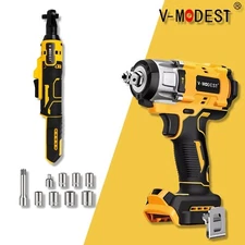 1/2" Brushless Cordless Ratchet/Impact Wrench Power Tool Set For Dewalt Battery