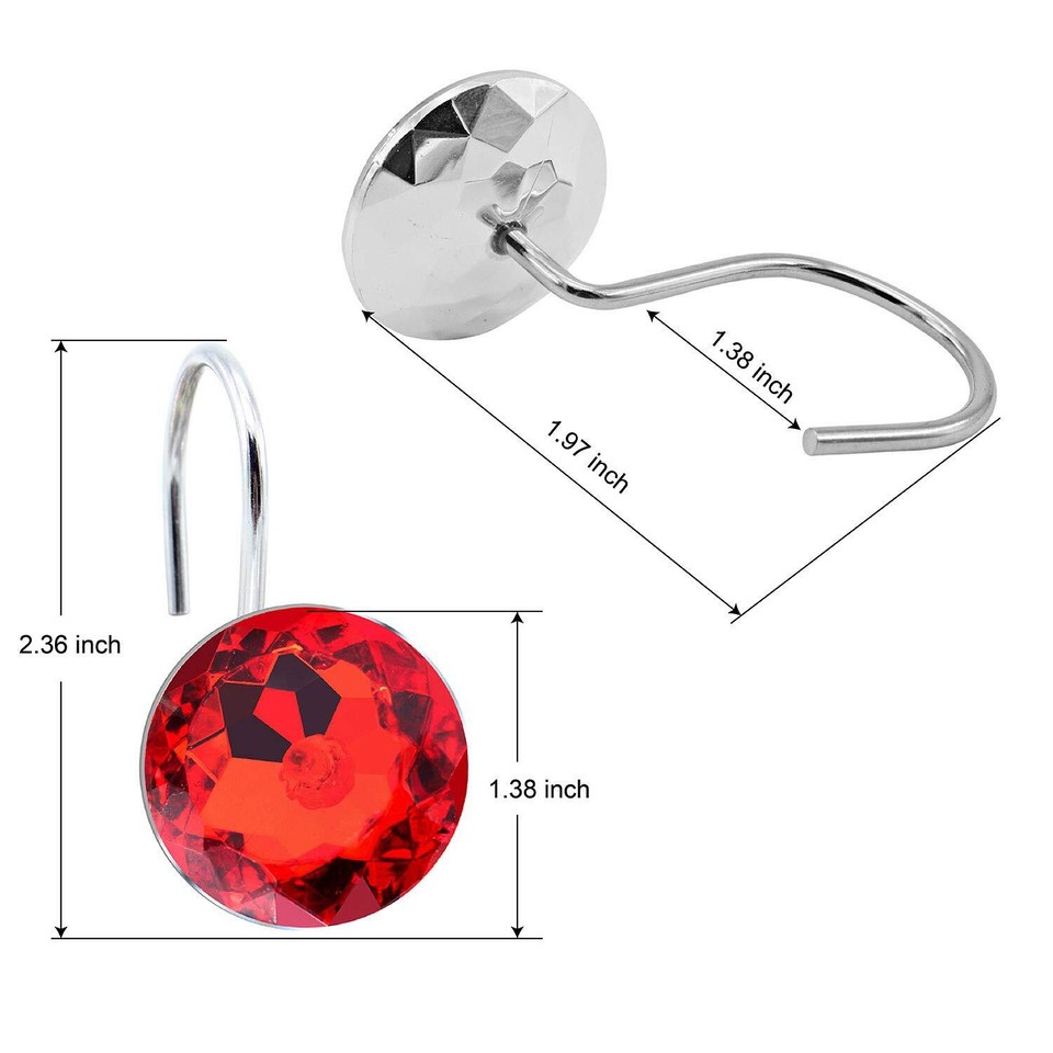 Acrylic Fashion Decorative Home Rolling Red Shower Curtain Hooks
