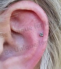 Tragus Helix Bar Cartilage Pom Pom Flower  Ear Earring Screw In Body Piercing