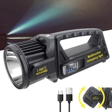 1000000 Lumens Spotlight, 9 Modes Rechargeable Led Spotlight Flashlight with ...