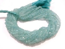 2 Strand Natural Aquamarine Rondelle Faceted 4.5-5mm Gemstone Beads 12"inch