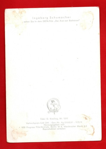 INGEBORG SCHUMACHER ➔ AK ohne Autogramm ➔ DDR ➔*aus Sammlung* - Picture 2 of 2