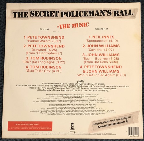 The Secret Policeman's Ball LP (The Music) w/ Pete Townshend & Tom Robinson - M- - Picture 2 of 2