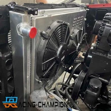 4-Row Radiator + Fans For 1973-87 Chevy Truck 1973-1991 Blazer 19 x 28-1/4"-Core