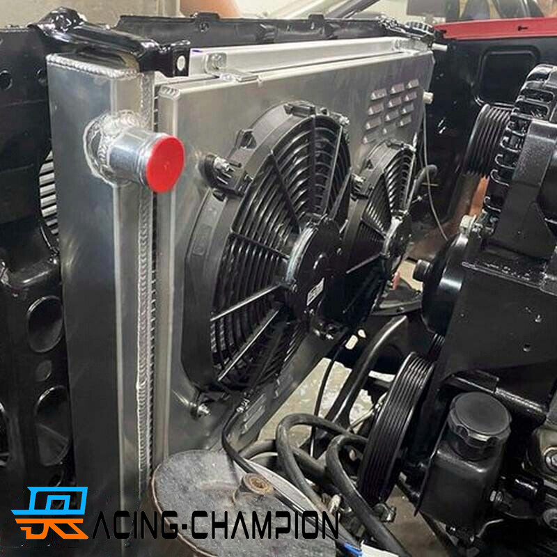 4-Row Radiator + Fans For 1973-87 Chevy Truck 1973-1991 Blazer 19 x 28-1/4"-Core