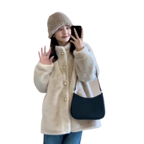 Mink Fur Coat Women's Winter New Loose Thickened Fur Plush Jackets Overcoats New - Picture 6 of 20