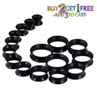 Pair 8g-40mm Black Silicone Earskin Tunnels Double Flare Gauges Thin Flesh 1019