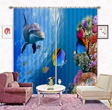 3D Dolphin Fish ZHUA1524 Blockout Photo Curtain Fabric Window Zoe
