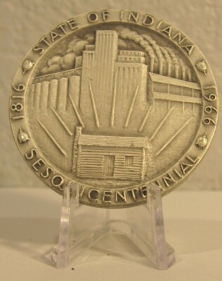 1966 Indiana Sesquicentennial .999 Fine Silver Round - 52.2 grams