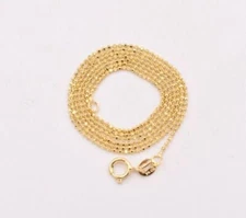 1mm Round Diamond Cut Bead Ball Chain Necklace Real Solid 14K Yellow Gold