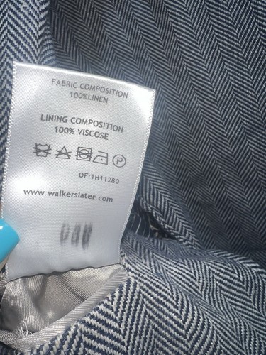 Very Nice Walker Slater Mackinnon Jacket Linen Herringbone Blue size 42 - Picture 4 of 7