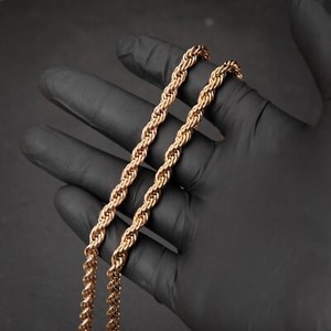 Authentic Solid Rose Gold Plated Heavy 316 6MM Twist Rope Chain Necklace