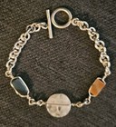 925 Stamped: Handmade; 3 Multistone Sterling Silver 7.25" Round Quartz Bracelet  — photo 1