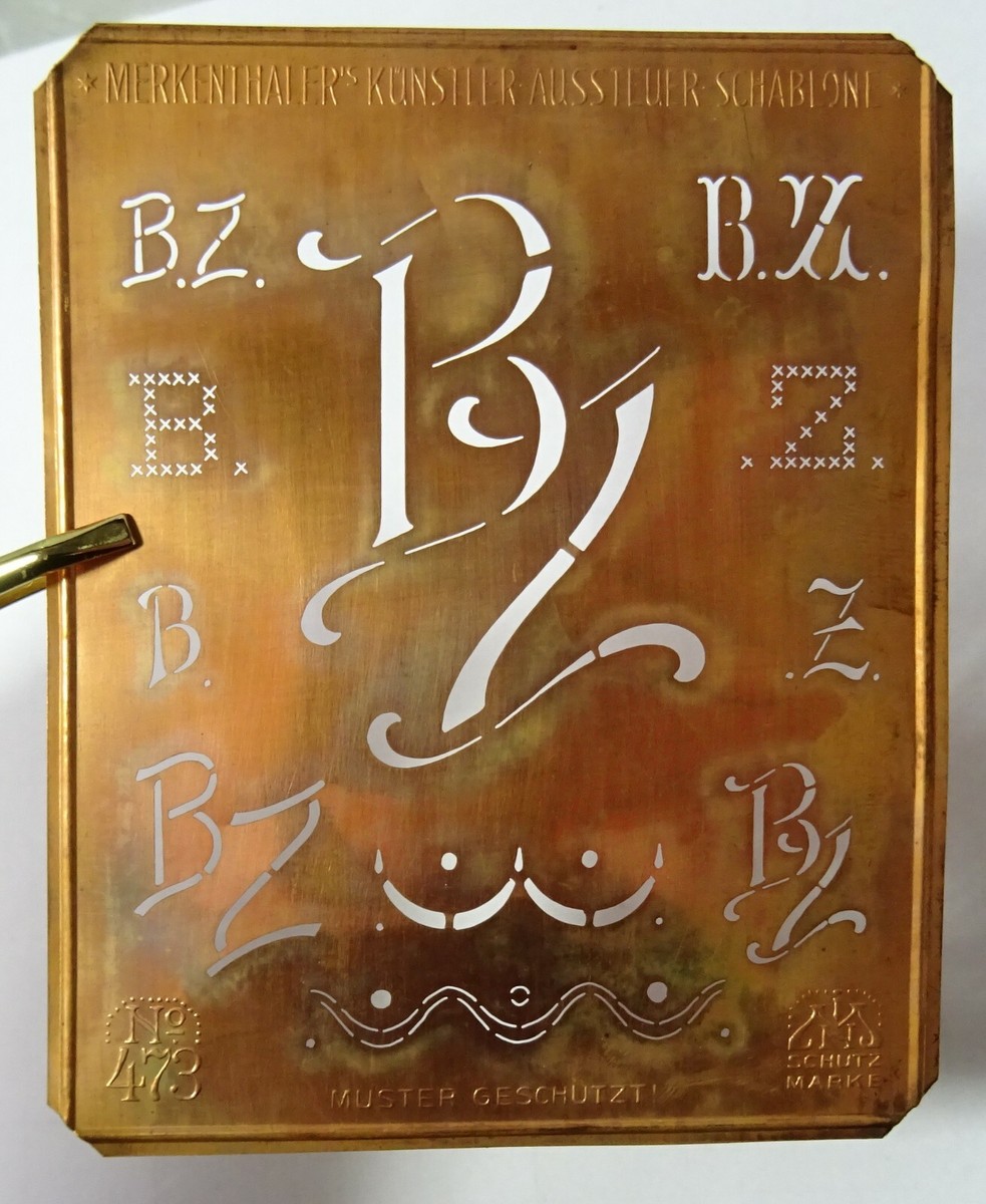 B'z　Photo BZ B Z ZB monogram initials letters antique copper metal stencil