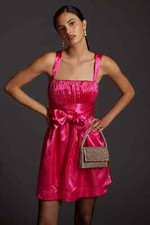 NWT Anthropologie Maeve Bow-Tie Satin Mini Dress size 8