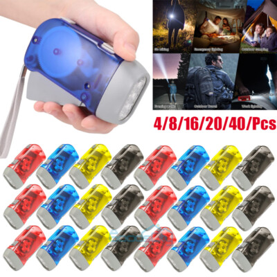 4~40Pcs No Battery Required Portable 3 LED Dynamo Hand Crank Flashlight Camping