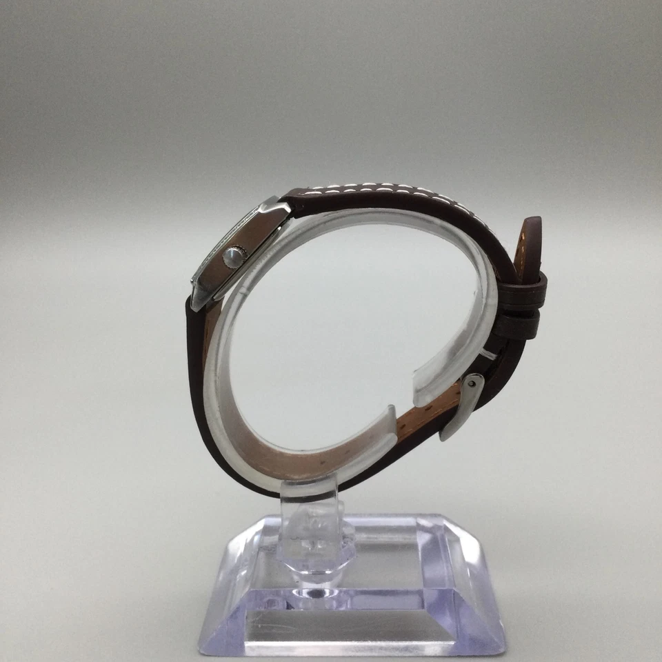 Kenneth Cole Tank Watch Women 19mm Crystal Silver Tone Leather Band New Battery - Image 3 of 4