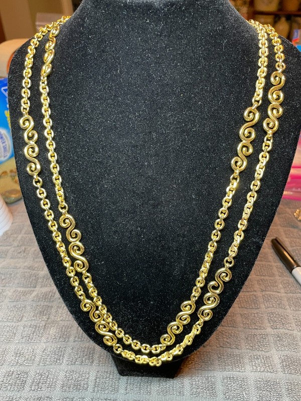Judith Leiber Necklace 52" Gold Tone