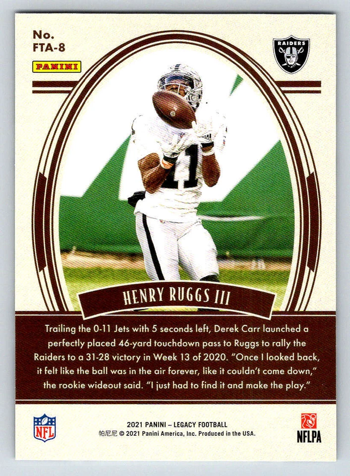 2021 Panini Legacy For the Ages Black #8 Henry Ruggs III /1 (ref 219284) - Image 2 of 2
