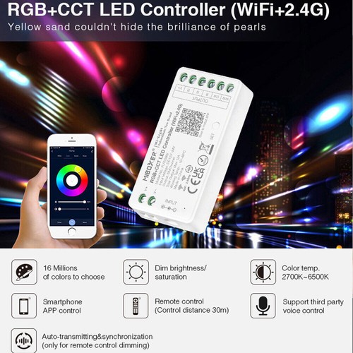 Controlador MiLight WiFi Tuya MiBoxer atenuador tira LED CCT RGB RGBW RGBCCT 2.4G - Imagen 26 de 38