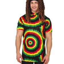 Erwachsene Rasta Kost&uuml;m Oberteil Herren Damen jamaikanische Party T-Shirt neu fg