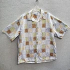 Half Moon Bay Men Button Up Shirt XL Blue Hawaiian Tropical Patchwork