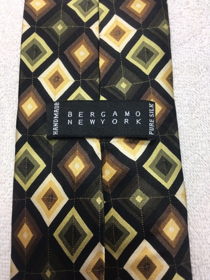 BERGAMO CORBATA HOMBRE VERDE MARRÓN ORO 3,75 X 60 Foto 4 de 4