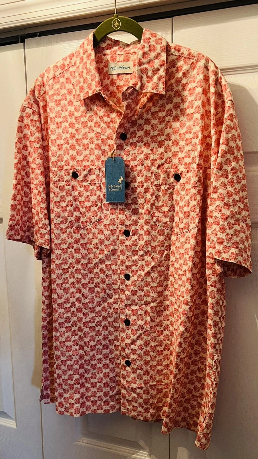 Roundtree & Yorke Caribbean Palm Leaf Print Short Sleeve Shirt XL MSRP $69.50