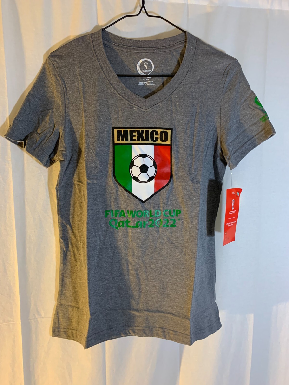 FIFA World Cup Soccer 2022 Qatar Official License Mexico T-Shirt - SizeS -Grey