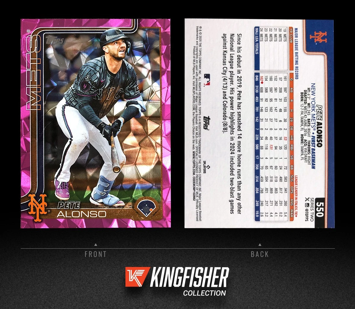 Pete Alonso 2025 Topps Pink Diamante Foil #550 New York Mets