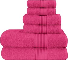6 Pack Cotton Towel Set Contains 2 Bath Towels 28x55 inch 2 Hand Towels 16x24