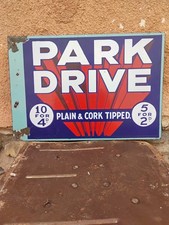 Original 1920s Park Drive Cigar Double-sided Porcelain Flange Sign Rare Find