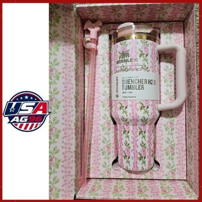 New Stanley x LoveShackFancy Quencher H2.0 Tumbler 40 oz Pink Floral Edition