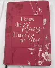 Journal Red Notebook Zipper Floral Design with Bible Verse Motivational