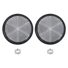 Round Rear Reflectors, 2 Pcs Safety Reflective Warning Reflector Plastic White