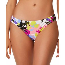 Bar III Paradise Garden White Floral Hipster Bikini Bottom Side Tab Size XL New