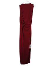 NEW Cider Womens High Neck Ruched Maxi Dress Burgundy Large Stretch Party 