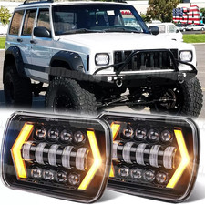 For Jeep Cherokee Xj 1984-2001 Pair 5x7 7x6 Led Headlights H4 Hilo Beam Drl