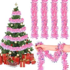 32.8 Ft Pink Christmas Tinsel Garland Glitter Twist Xmas Tree Party Decoration