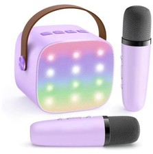 Karaoke Machine for Kids, Portable Mini Speaker with 2 Wireless Purple